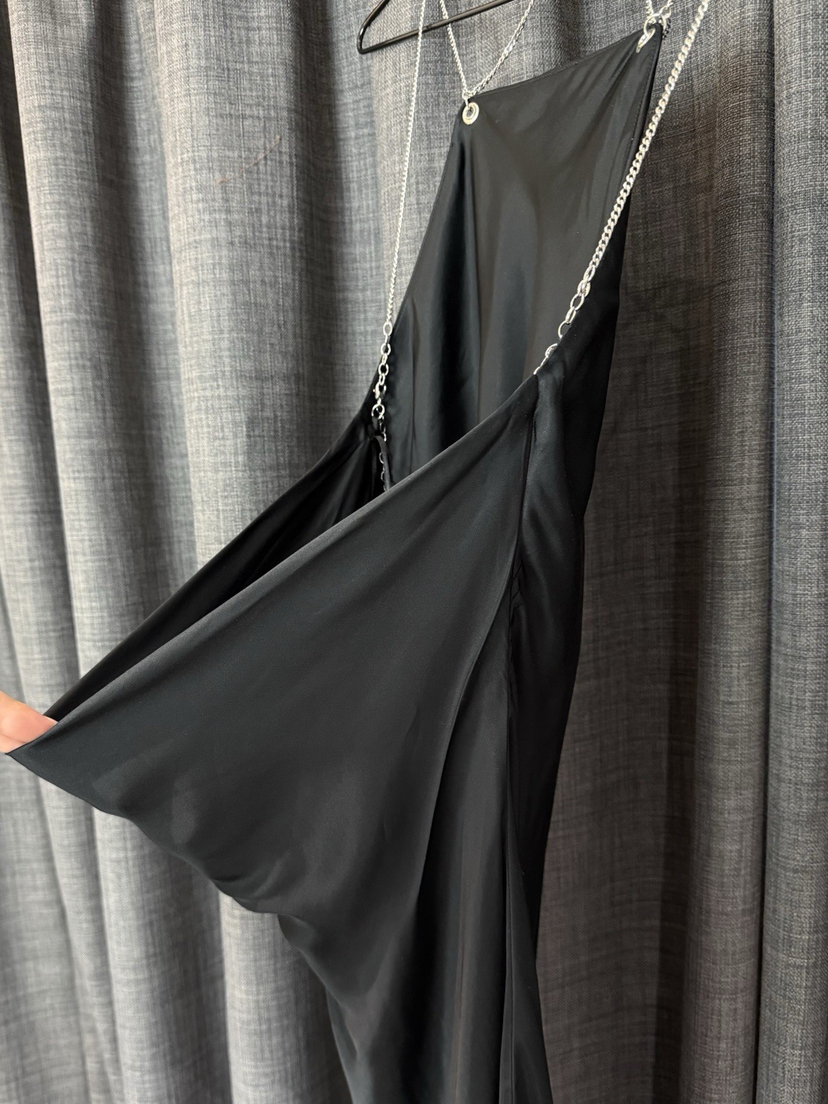 RRP£455! Diesel Black Slip Satin midi dress with Necklace / XS – UK 6 / BNWT