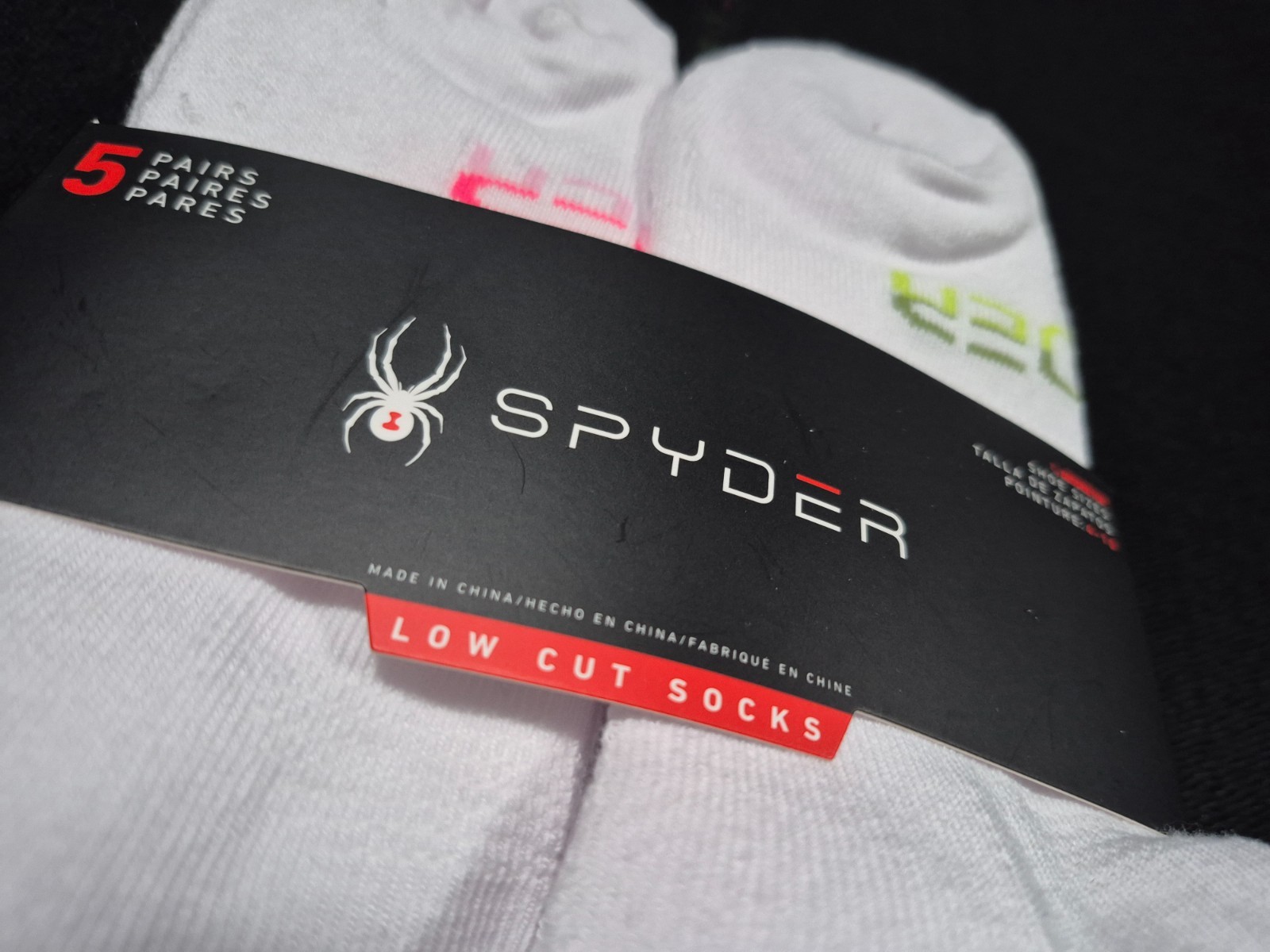 Spyder Low Cut Socks Women SZ 4-10 White 5 Pairs Sports Logo Half Cushioned