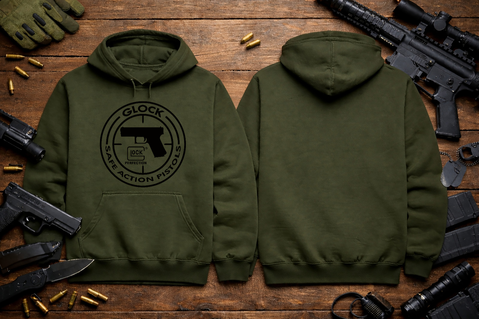 Glock Perfection 8 oz Gildan Pullover Hooded Sweatshirt S M L XL 2XL 3XL 4XL 5XL