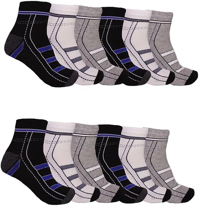 12 Pairs Men’s Ankle Quarter Crew Casual Sport Socks Low Cut Socks 9-11 ,10-13
