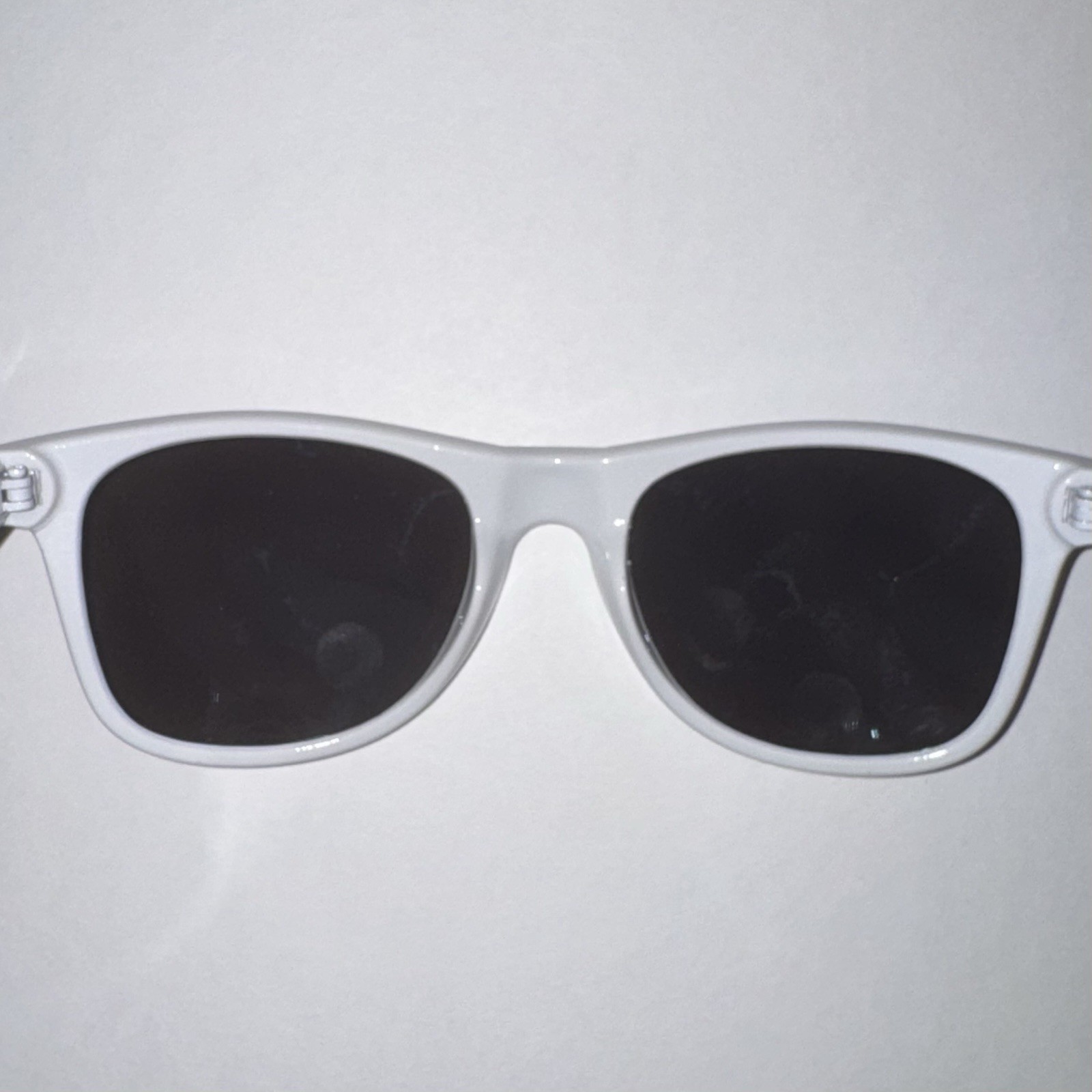 Women’s Oval Sunglasses White Plastic Frame Black Tinted Lenses Lightweight