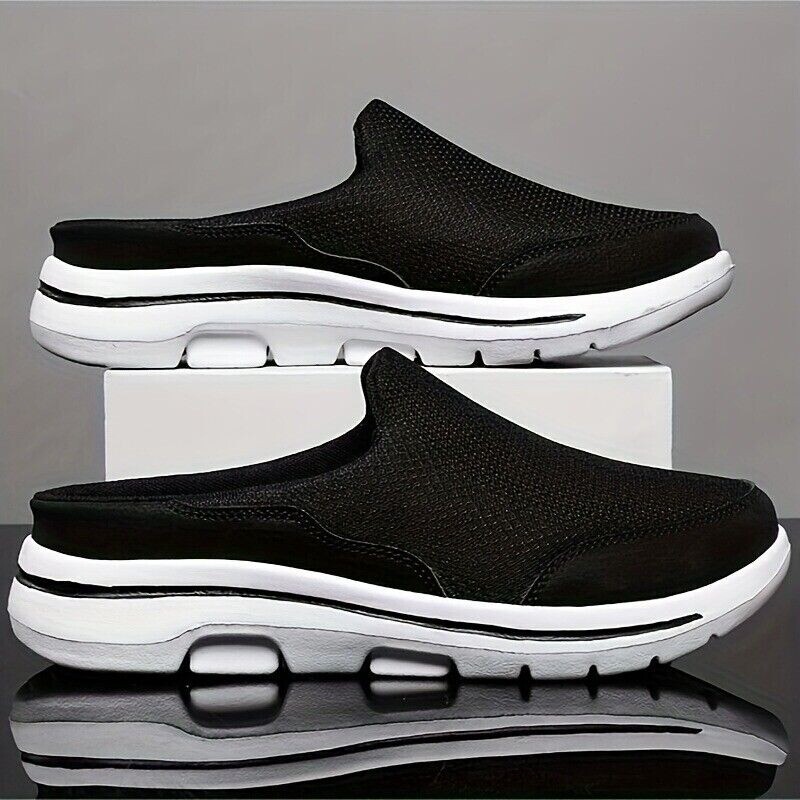Men’s Slip-on Mules Half Sneakers Casual Walking Shoes Outdoor Backless Sneakers