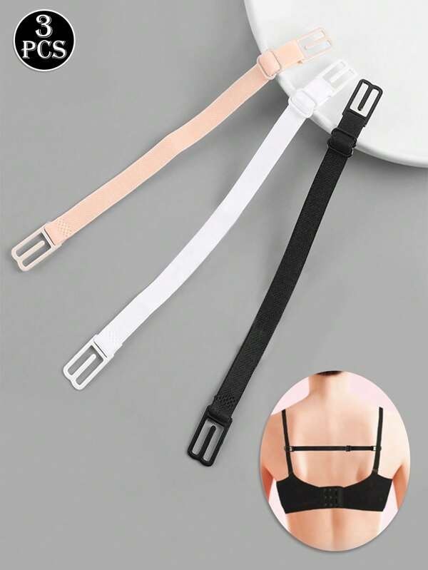 3pc Bra Strap Holder Nonslip Elastic Adjustable Band Strap Racer Back Clip Women